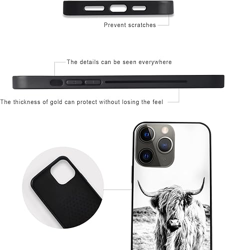 Miniatura 3 de GULTMEE Funda para iPhone 13 Pro Max Highland Cow, carcasa de goma TPU y diseño de PC, a la moda, ajuste delgado, híbrido, a prueba de golpes,