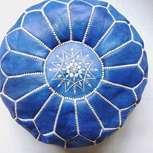 モロッコ 本革プフ ブルー 高評価のクリスマスプレゼント