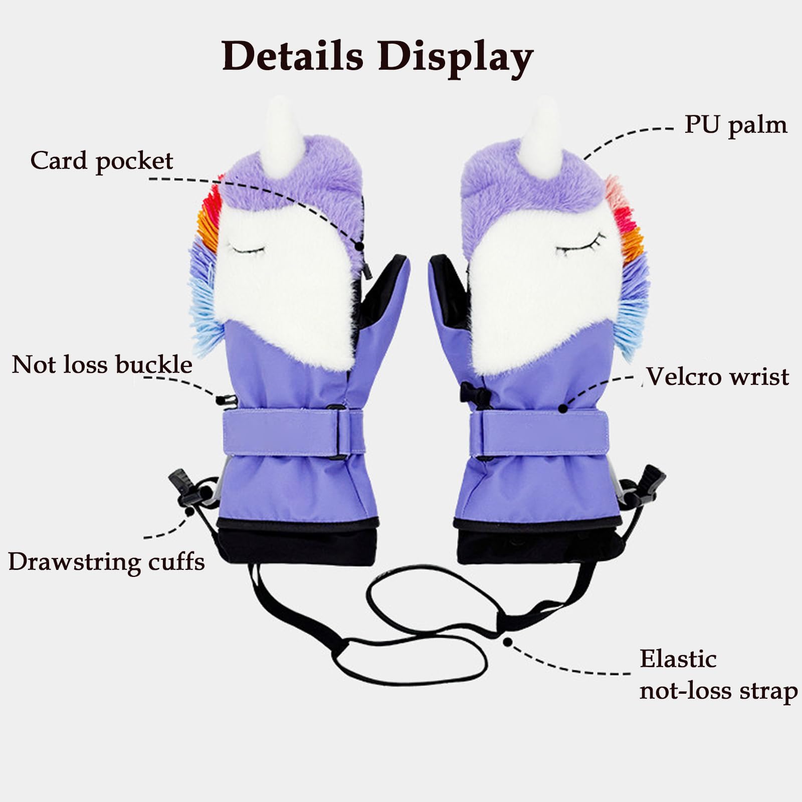 Guantes de esquí, Mitones Calientes para Deporte Invierno, Manoplas térmicas Invierno, Impermeables, para Moto, Snowboard, Ciclismo,[a] Purple,L