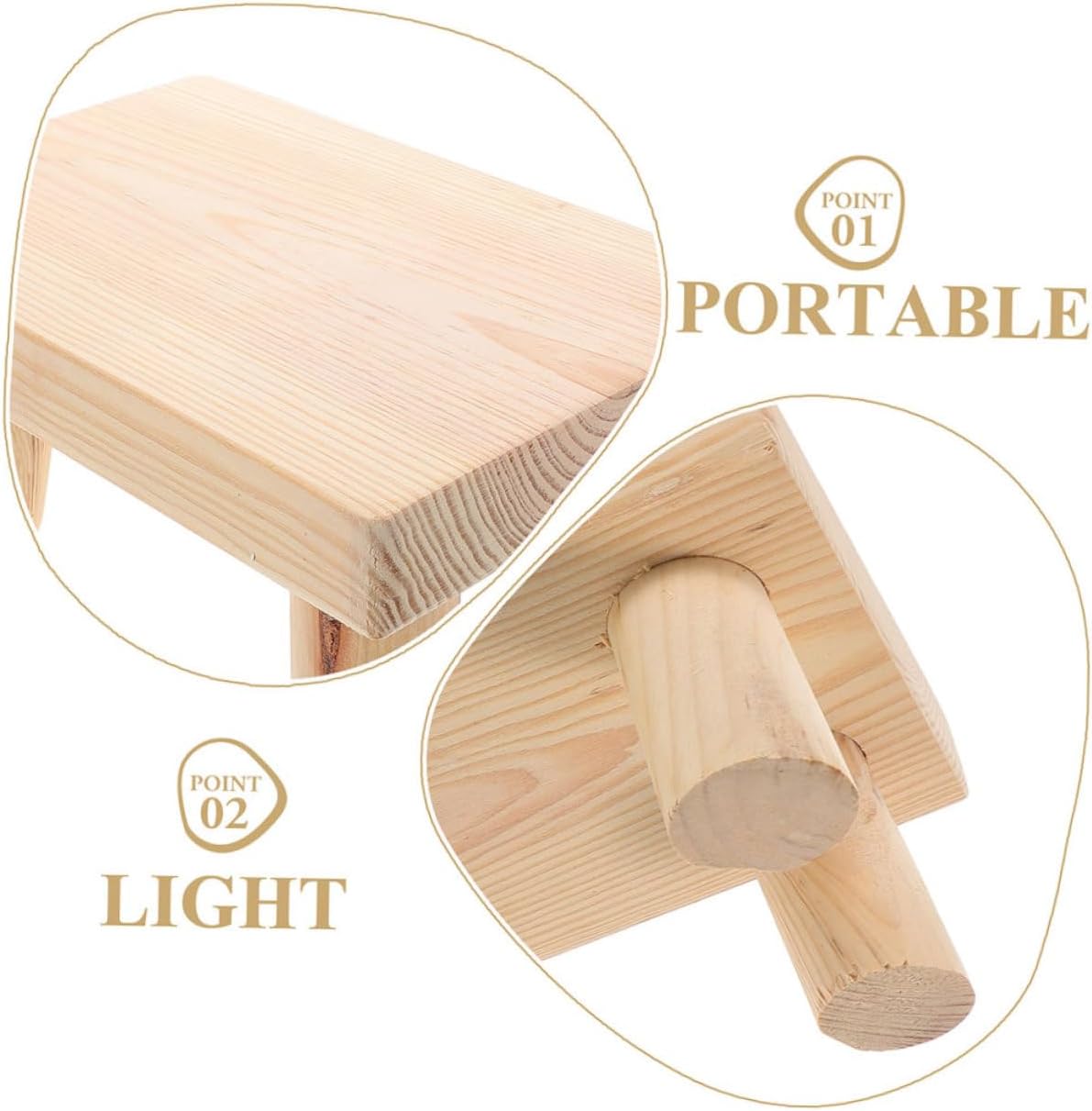 2pcs Wooden Step Stool for Rounded Edges Childsafe Footstool for Home and Kitchen Stable Support for Potty Training and Multi-Scene Use Easy to Clean and Childfriendly Design