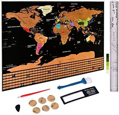 Scratch off World Map - 2019 Newest Personalized Travel Tracker Map with US Provinces Country Flags - Thrilling Gift, Travelers' Favorite, Funny Scratch, Personalized Decor, Scratch Tools & Strong 3M