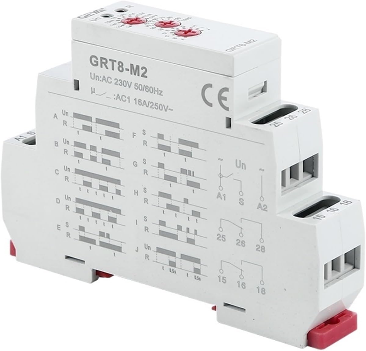 NANZU GRT8-M Adjustable Multifunction Timer Relay with 10 Function Choices AC DC 12V 24V 220V 230V Time Relay Rail (Size : GRT8-M2 AC230V)