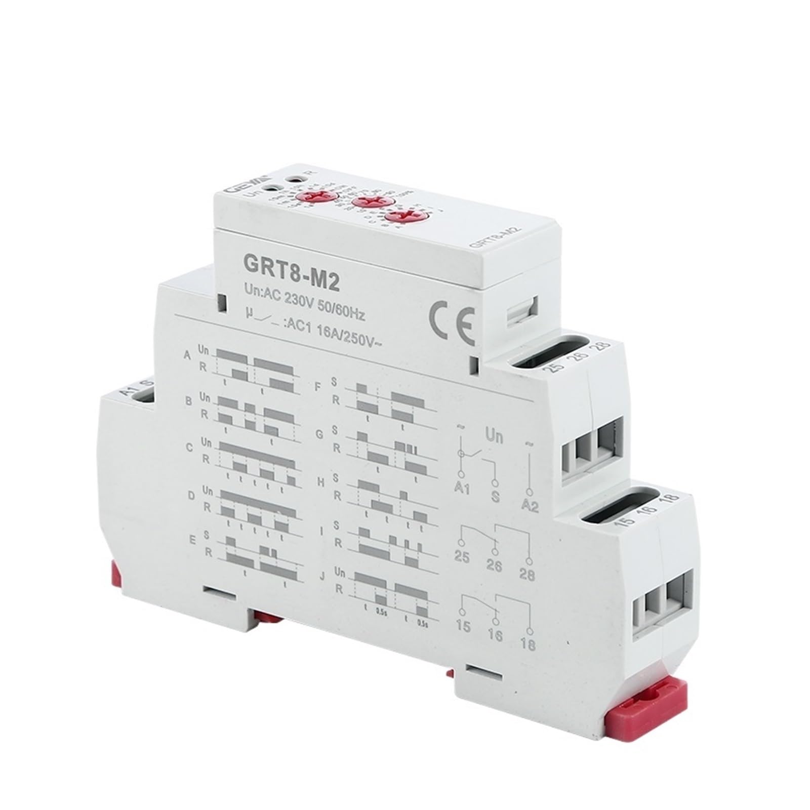 Relè temporizzato Multifunzione Regolabile GRT8-M con 10 scelte di funzioni AC DC 12V 24V 220V 230V Relè temporizzatore (Size : GRT8-M1 AC230V)