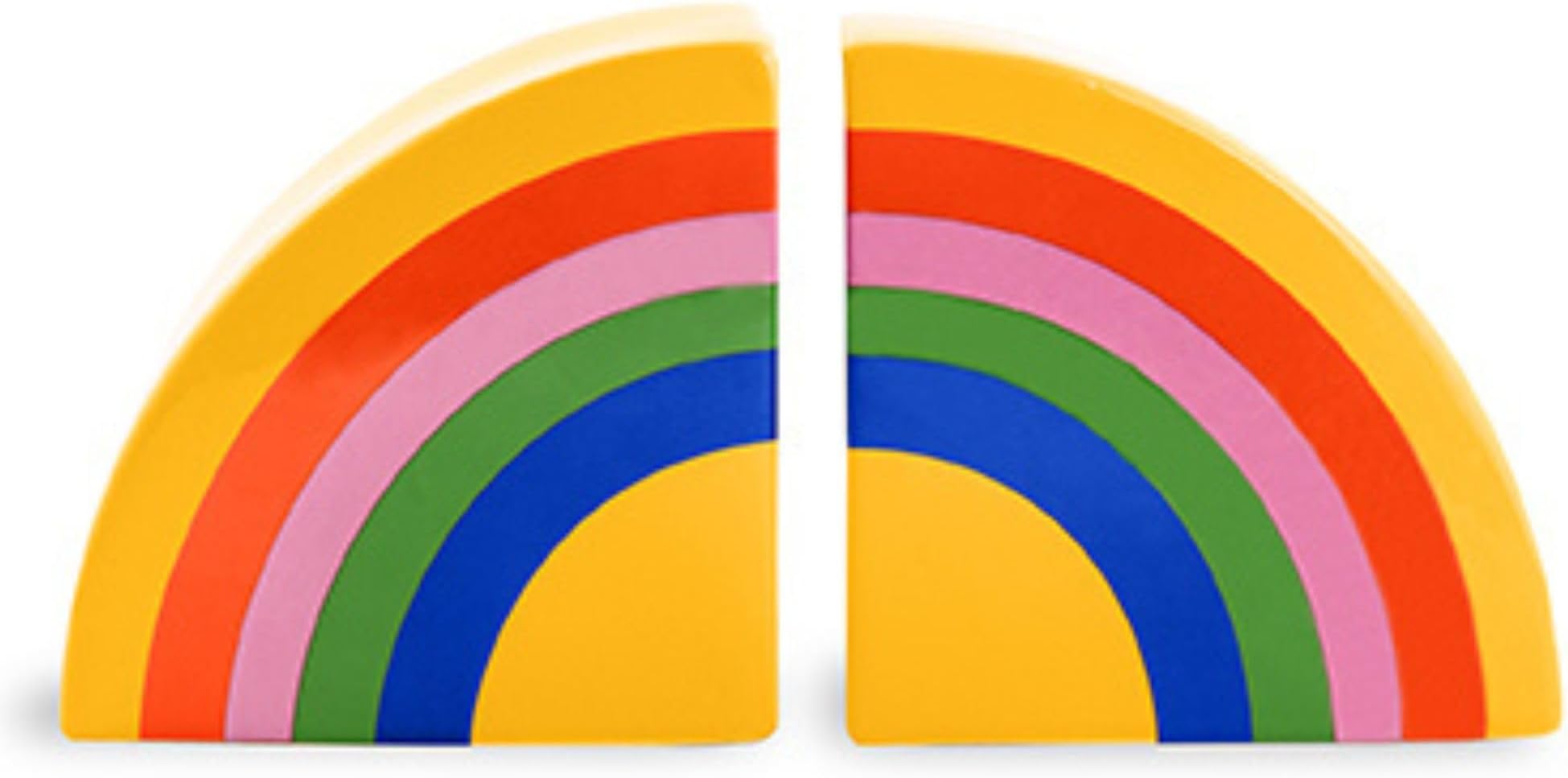ban.do Rainbow Book Ends, Ceramic Cute Bookends for Girl Room Decor (Rainbow)