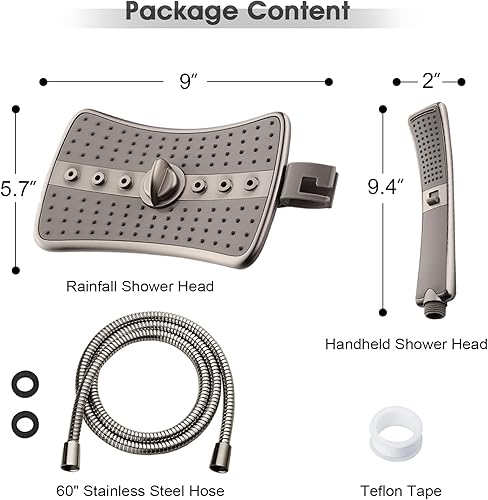 Miniatura 6 de Combo de cabezales de ducha de bronce con cabezal de ducha fijo y cabezal de ducha de mano en bronce aceitado