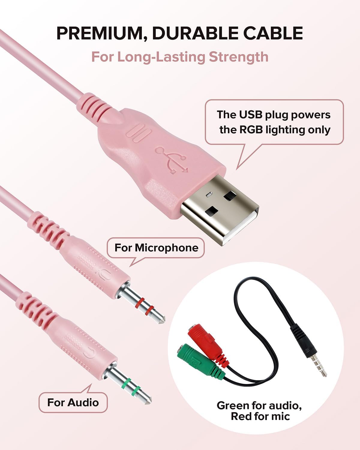 Upgraded Pink Gaming Headset for PS4, PS5, Xbox One, PC, Switch, Laptop, Mobile – Cat Ears, Noise-Canceling Mic, 7.1 Surround Sound, LED Light, Soft Memory Earmuffs for Ultimate Comfort