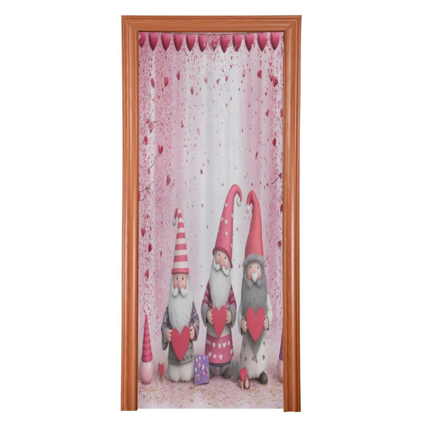 FLildon Gnomes Love Hearts Valentine's Day Door Cover Decoration, Party Accessory Porch Decor for Festive Ornament Room Door Covers 36 x 98 Inch