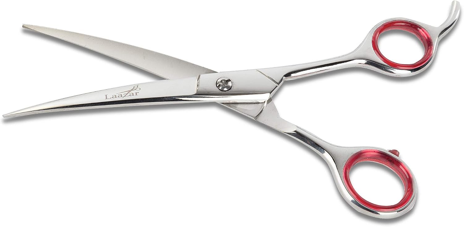 Laazar 7.5” Curved Dog Grooming Scissors with Storage Case| Sharp Pet Groomer Shears for Cats and Dogs | Premium Stainless Steel | Hair…