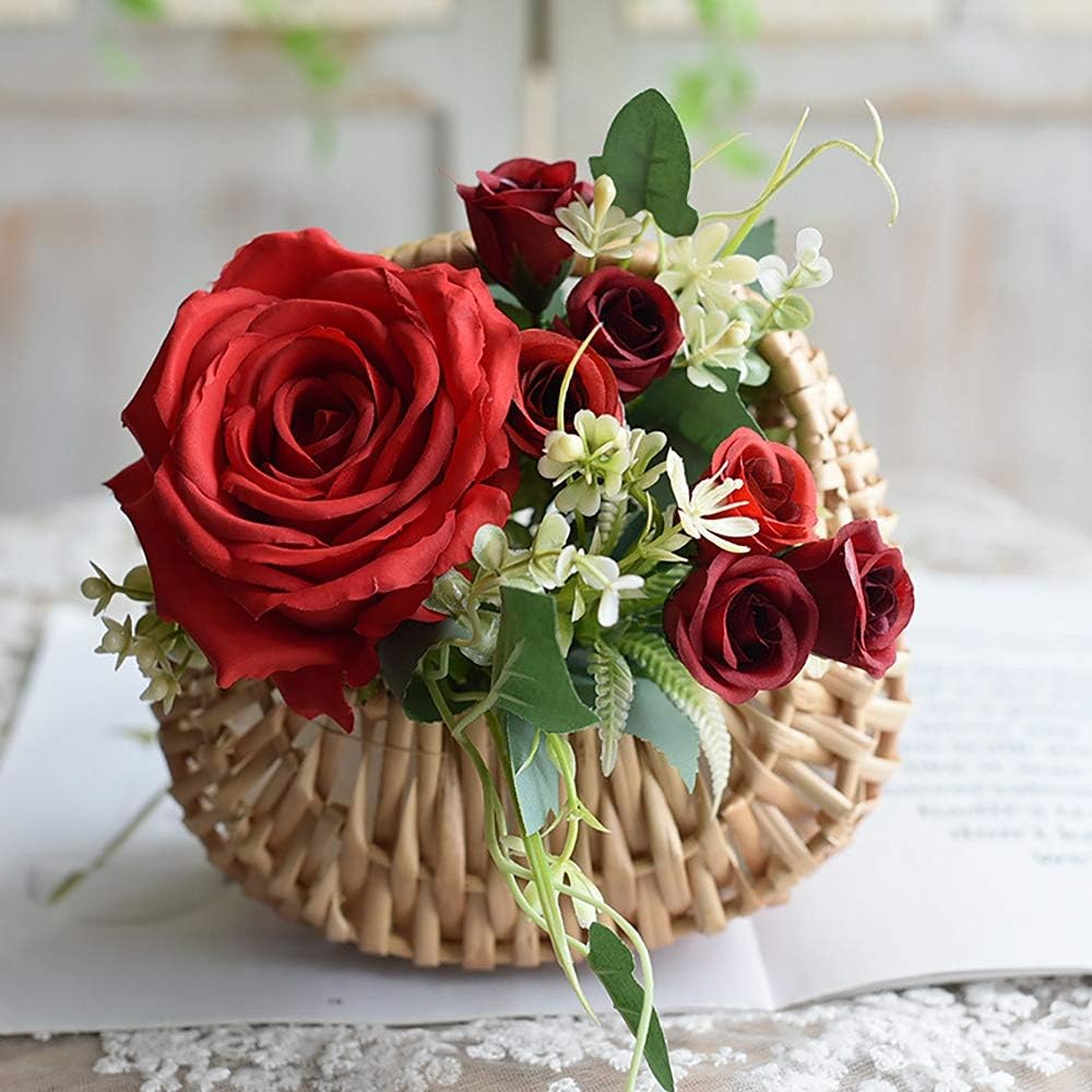 RACHELS 2 Pcs Hand-Held Flower Arrangement Basket Hand-Woven Flower Pot Storage Basket Flower Girl Basket Home Decor