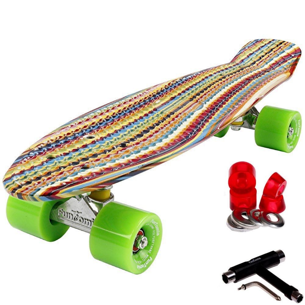 FunTomia Mini Board monopatín Skateboard 57cm - con o sin LED Ruedas - Wheel 59mmx45mm (82A) - Rodamiento ABEC-11 — view 14