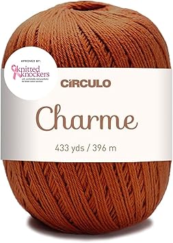 Circulo Charme Yarn for Crochet and Knitting - 433 yds - 100% Mercerized Brazilian Virgin Cotton - Soft Sport Weight - Color 7504 - Mogno