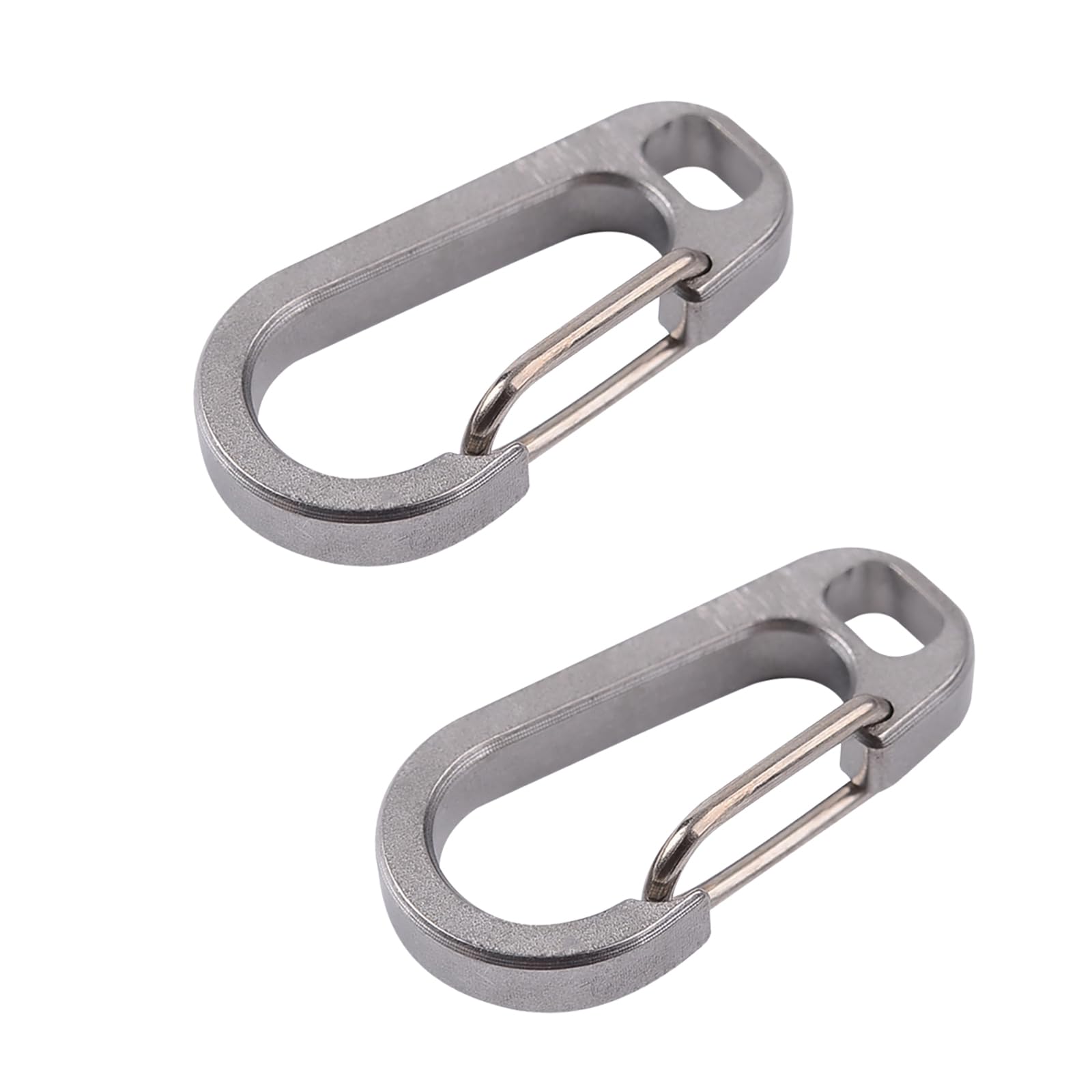2 Pack Titanium Carabiner Clips, Heavy Duty Keychain Snap Hook, Quick-Release Keyring for Men Women Camping Fishing Hiking Dog Leash Accessories (Silver)