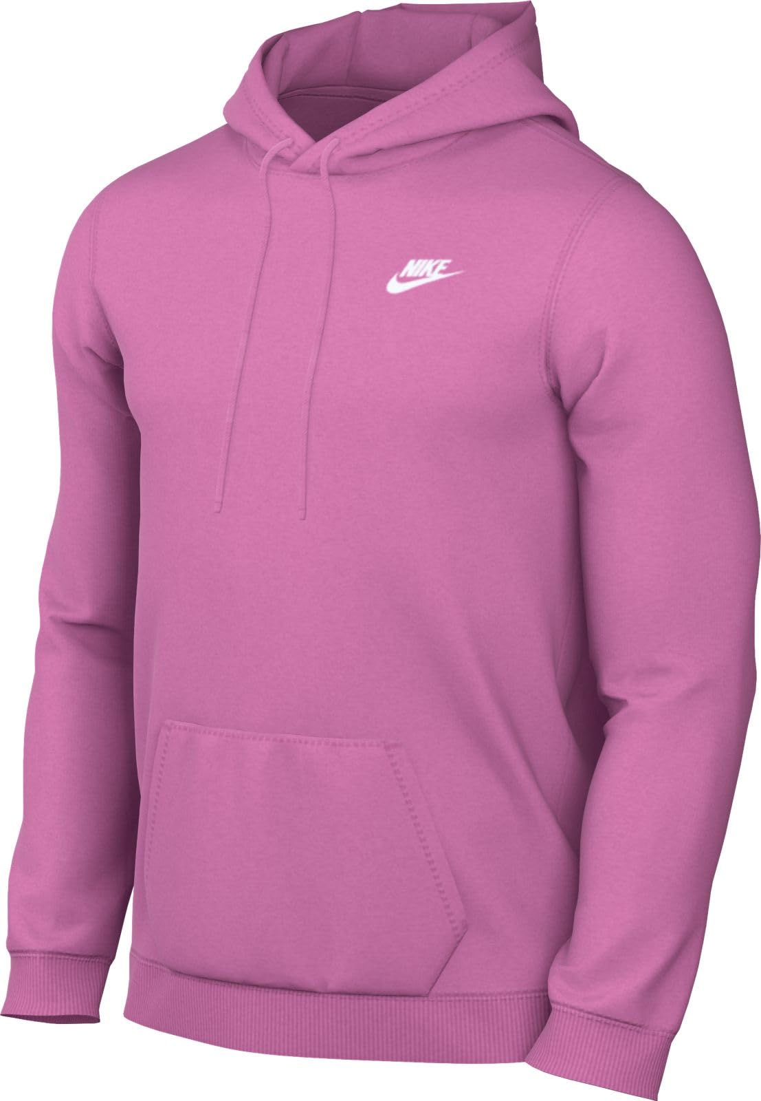 Nike Herren Sweatshirt Sportswear Club Hoodie Po Ft, Playful Pink/Playful Pink/White, CZ7857-675, M