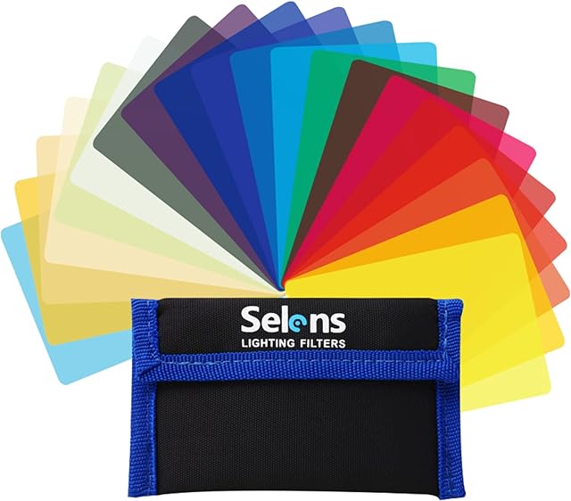Selens 20PCS Lighting Gels Filter Light Gel Camera Film Sheets Color Correction for LED Video Flash DSLR, 9.5x6.5cm Transparent Overlays Plastic Photography Props Photo Studio Reading Craft
