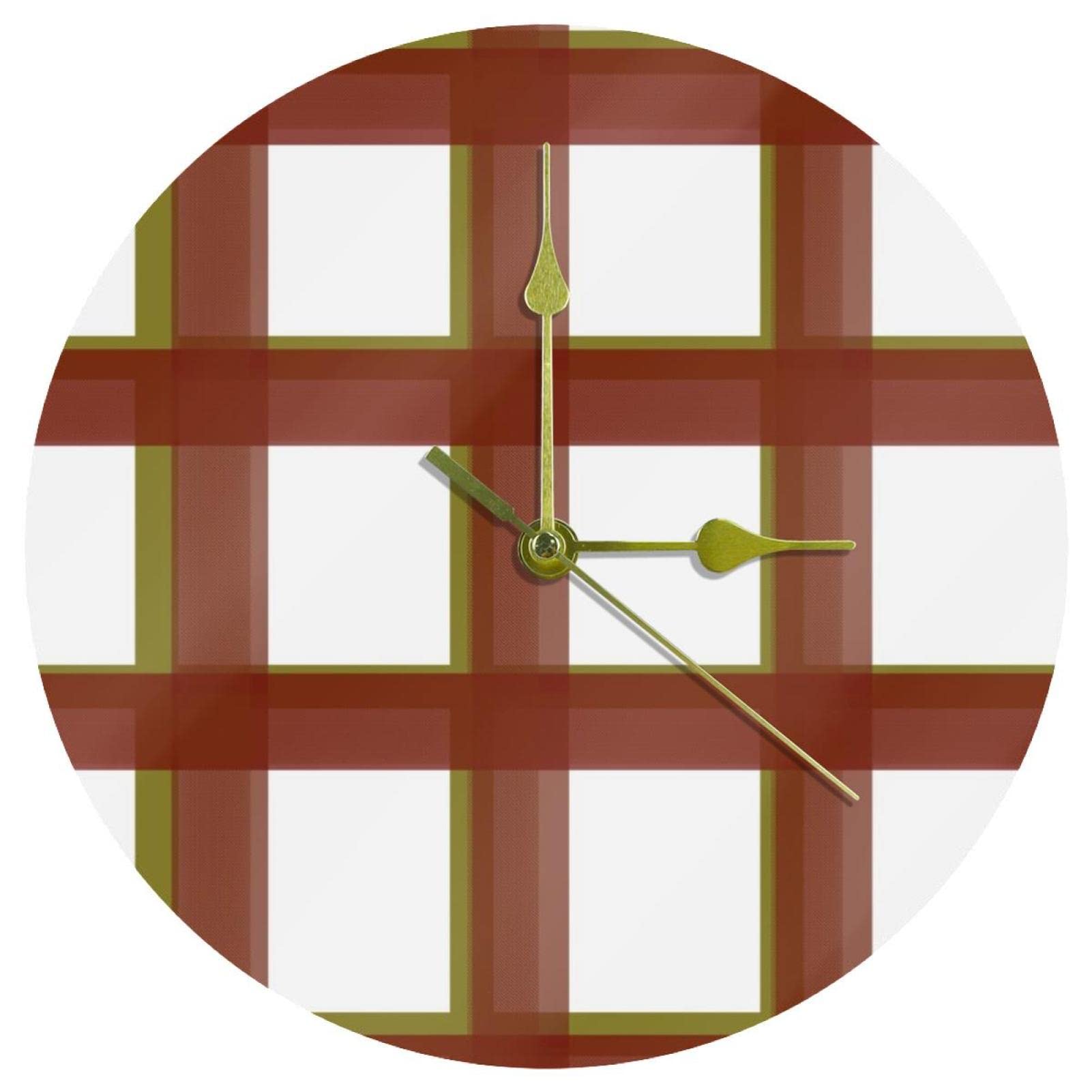 Horloge murale en acrylique 24 cm à carreaux déco maison salon bureau