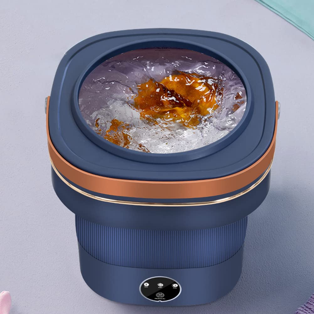 「折りたたみ時の高さは16cm」 IPO 8.5L折りたたみ洗濯機 青色光照射 5/10分洗濯・4分脱水 コンパクト ポータブル 小型 簡易 洗濯機 ベビー服 下着 タオル 一人暮らし 家庭用 オフィス 寮 アパート