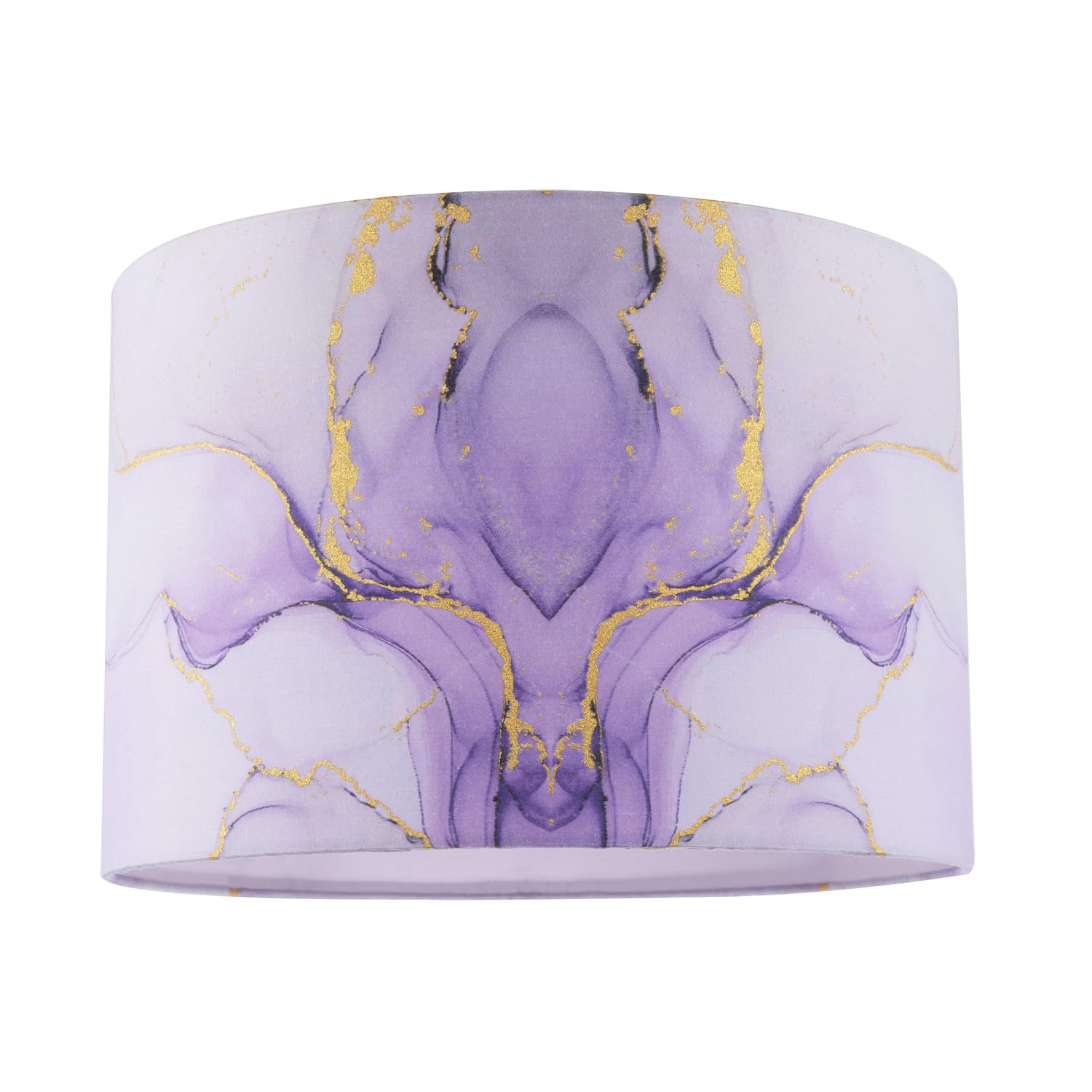 Happy Homewares Designer Drum Lamp Shade In Marble Effect Cotton Fabric In Soft Lilac And Purple from B&Q