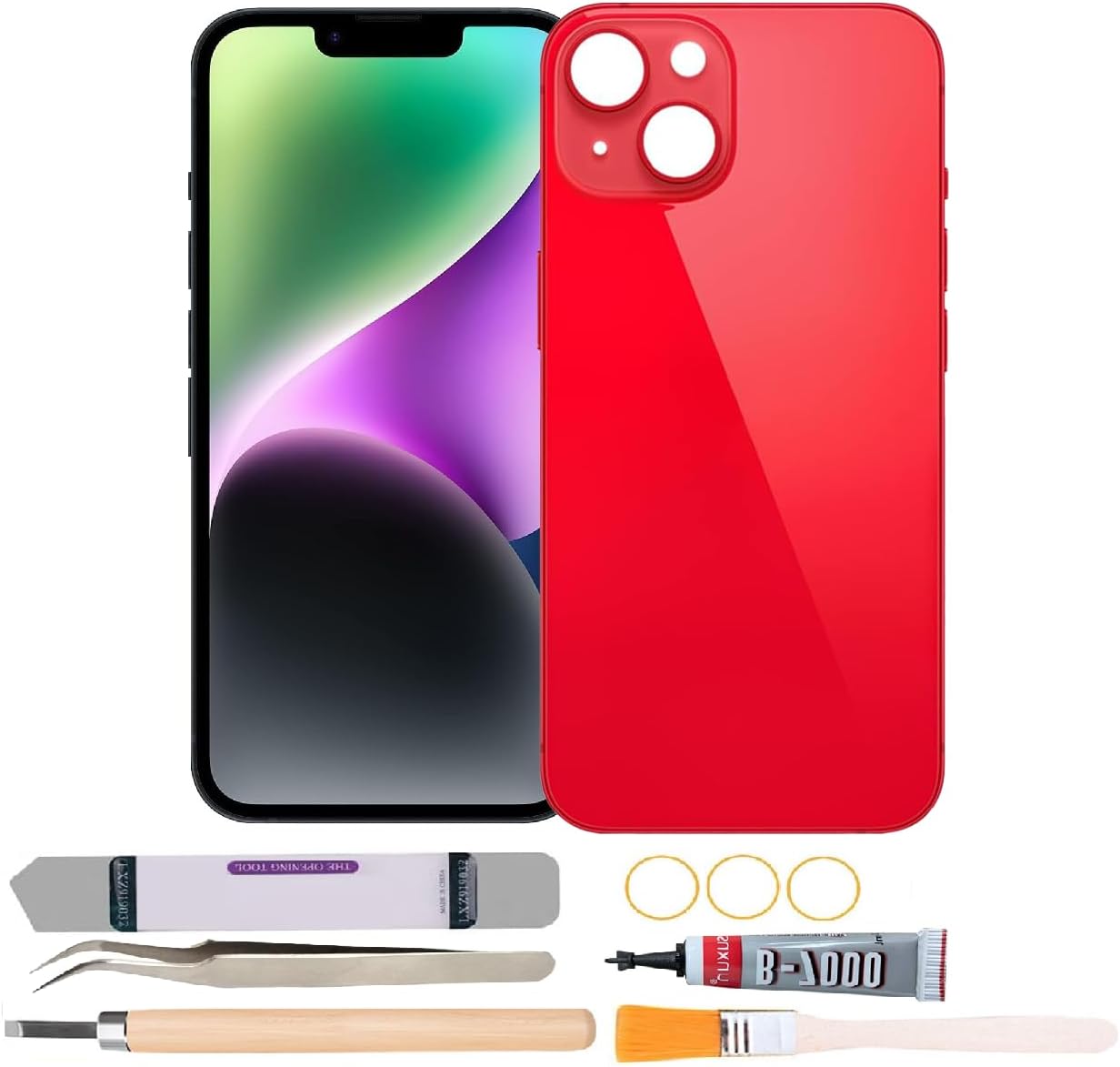 Back Rear Glass Cover Replacement Compatible with iPhone 14 6.1 inches with Repair Tool Kits (White)