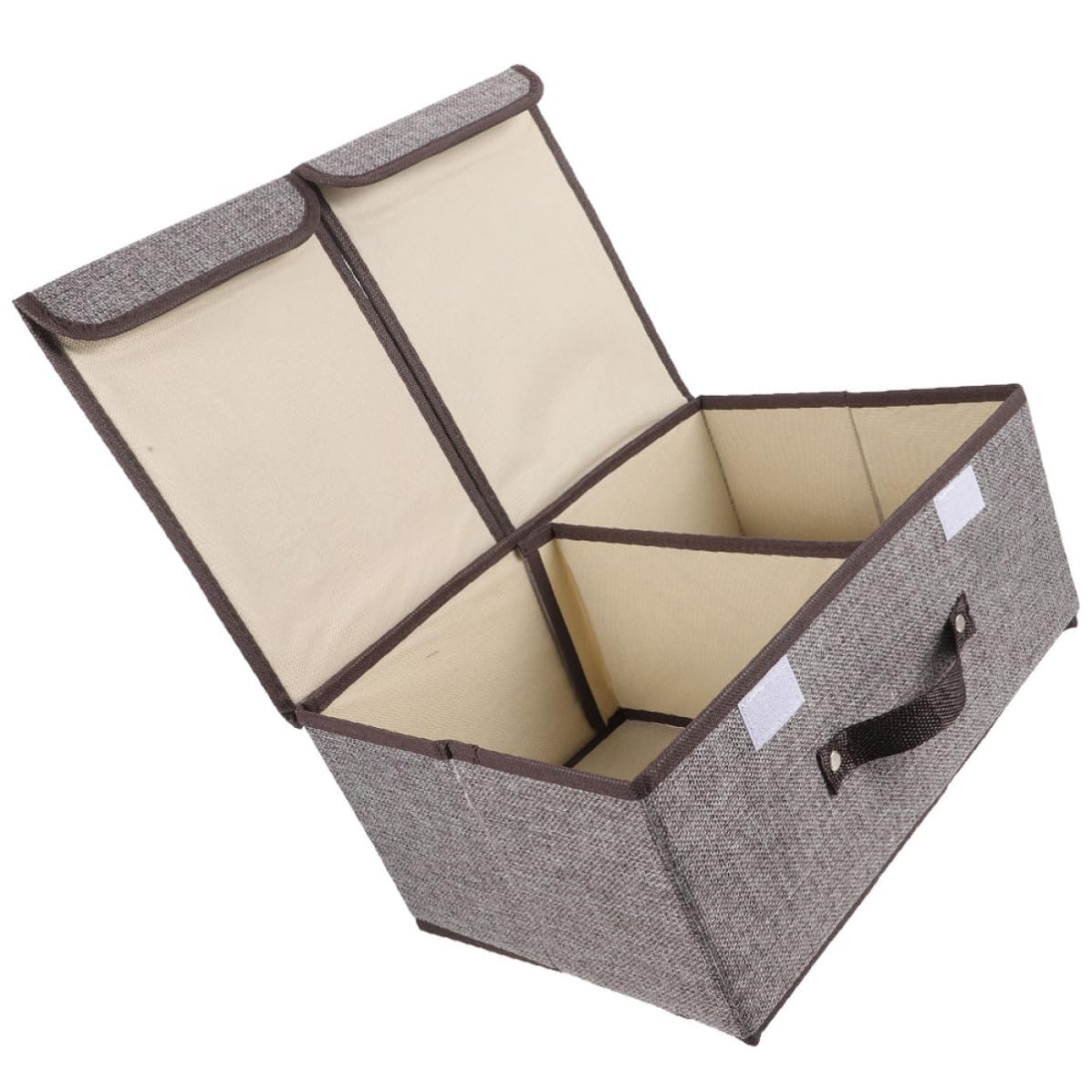Bac de rangement pliable double couvercle et compartiments en tissu
