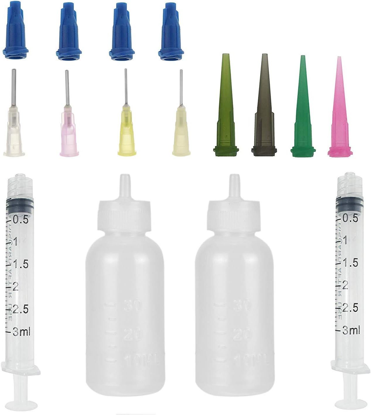 Blunt Tip Needle Set,Quilling Tool Bottles Set,Plastic Applicator Bottle with Blunt Dispensing Needle Tip and Storage Cap for Henna Temporary Tattoo, Art Painting Drawing, Quilling DIY Craft