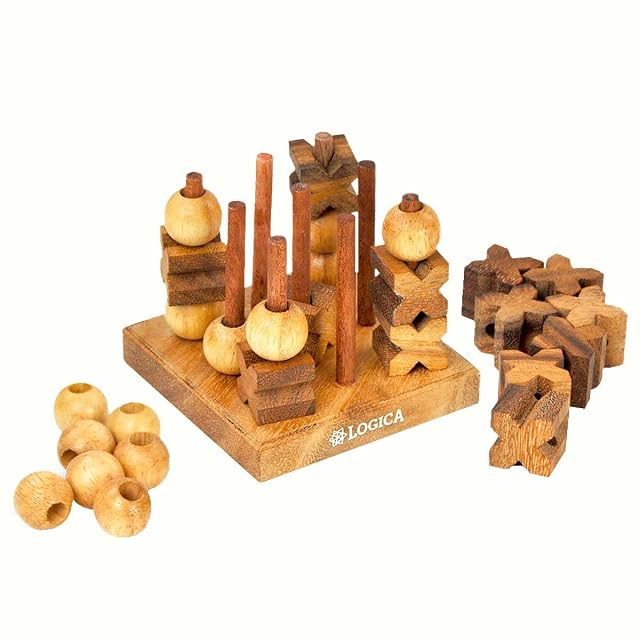 Foto 3 de 6 de Logica Juegos Art. Tic-TAC-Toe 3D - Juego De Mesa De Madera Preciosa - Juego Estratégico 3D