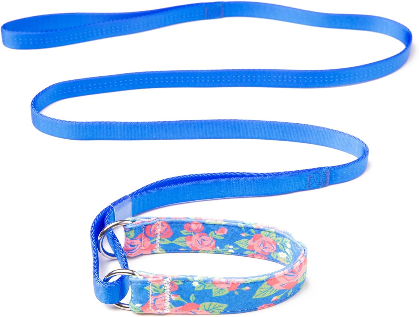 Martingale Dog Collar and Leash Combo, Soft Pedded and Cozy Collar - No Pull, Made in USA (Blue) Fits neck 16inch up to 16 pound dogs