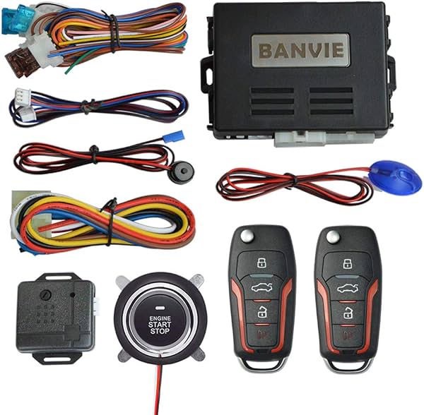 Sistema de alarma para auto con arranque remoto y botón de encendido | Alarma para auto 3 en 1: ① Sistema de alarma de entrada sin llave, ② Arrancador de motor remoto, ③ Kit de encendido por botón