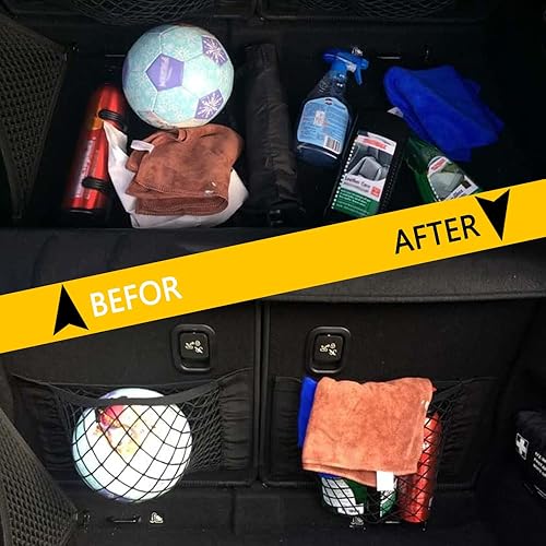 Miniatura 4 de Paquete de 2 redes universales de carga para automóvil, red de malla universal para almacenamiento de maletero, bolsa organizadora de calcomanías de