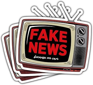 3pcs Fake News Sticker, Retro TV Political Humor Vinyl Decal, Funny Satire Laptop Sticker, Anti Media Joke Decal for Water Bottle, Car Bumper, Notebook, Protest Gift for Adults