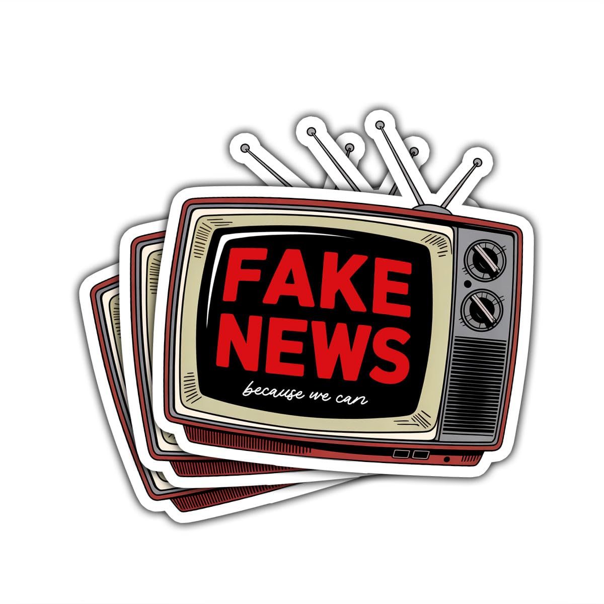 3pcs Fake News Sticker, Retro TV Political Humor Vinyl Decal, Funny Satire Laptop Sticker, Anti Media Joke Decal for Water Bottle, Car Bumper, Notebook, Protest Gift for Adults