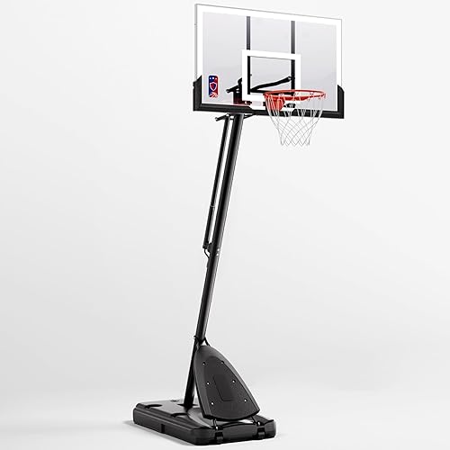 Miniatura 8 de Aro de baloncesto para exteriores, sistema de baloncesto portátil, aro de baloncesto ajustable de regulación continua de 10 pies para interiores y