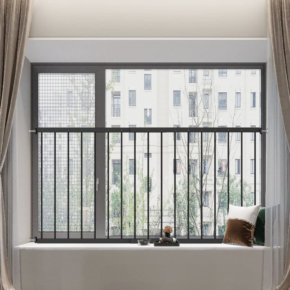 WAOWAO Black Window Safety Guards for Children Kids Child Toddler Pets Proof Extra Wide White Tension Security Window Guard Gate for Home Fit Black 2 Piece( 36.23"-61.40"?
