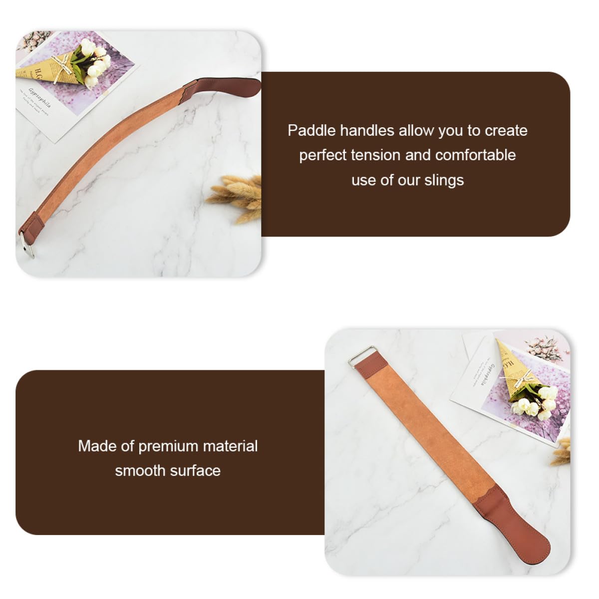 Leather Sharpening Strop Double-Sided Razor Sharpener Strap Brown Manual Barber Accessory for Straight Razor Shaving Kit Home Use