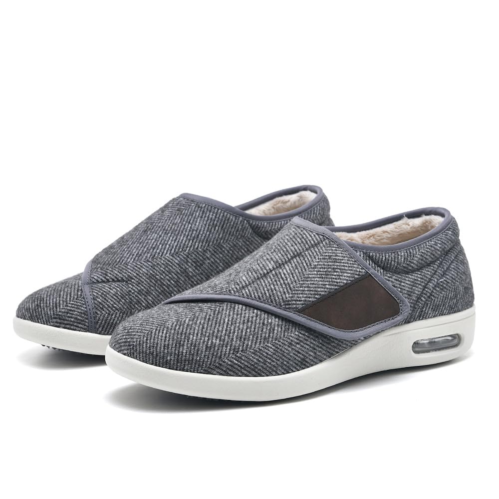 Zapatos Unisex de Verano para diabéticos: Extra Anchos, Transpirables y livianos, Personas Mayores con hinchazón de pies o Bursitis,Gris,46