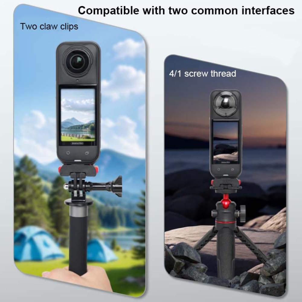 Generico Per Insta360 X5 Adattatore Magnetico a Sgancio Rapido Supporto di Espansione in Lega di Alluminio Base Portatile Resistente per Videocamera Sportiva 360 X5