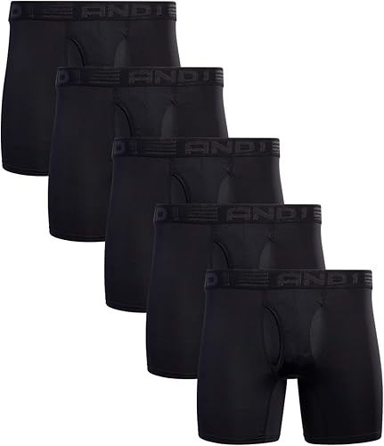 AND1 Ropa interior para hombre Paquete de 5 calzoncillos de compresión de alto rendimiento con bragueta funcional (S-3XL)