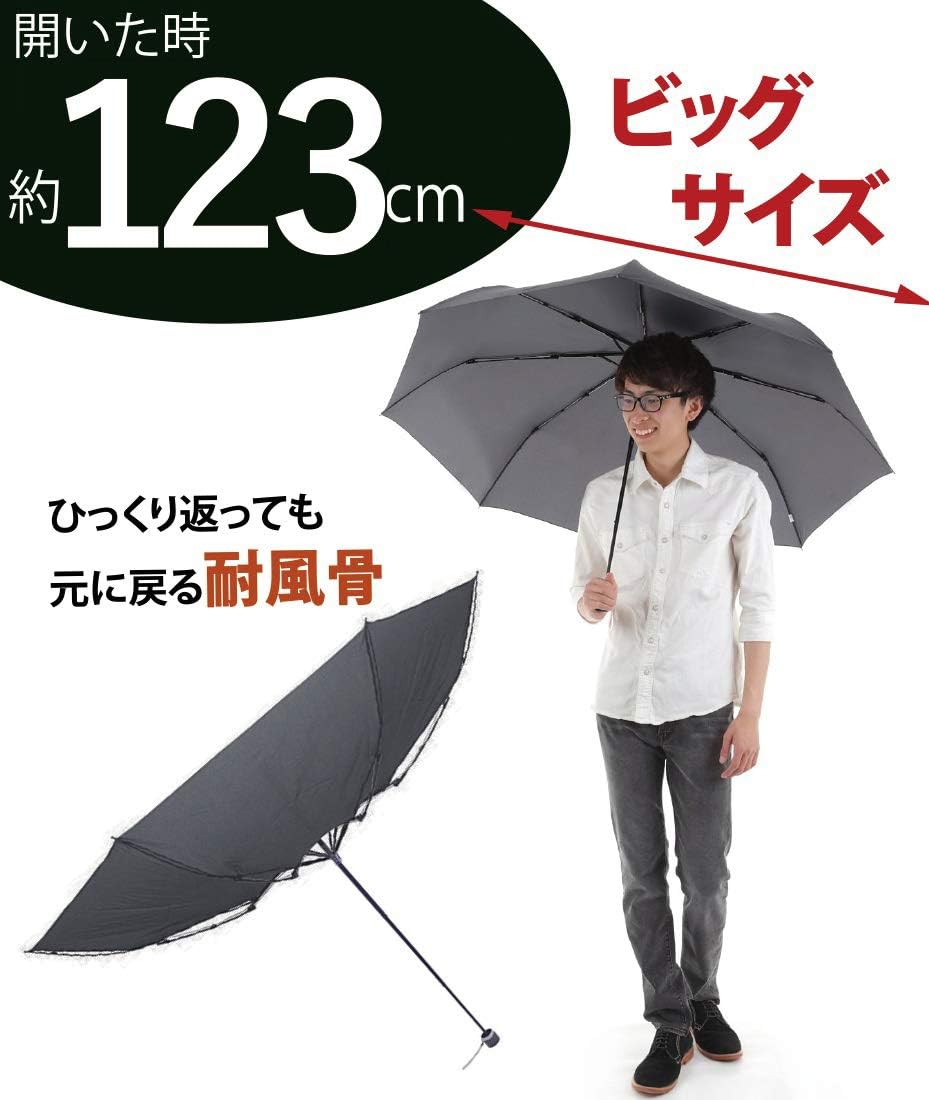 オカモト原宿店 丈夫な耐風骨 ひっくり返っても元通り 社の ンプ傘 紺 8869 Amazon | オカモト原宿店 特大 直径123cm！ ビッグサイズ