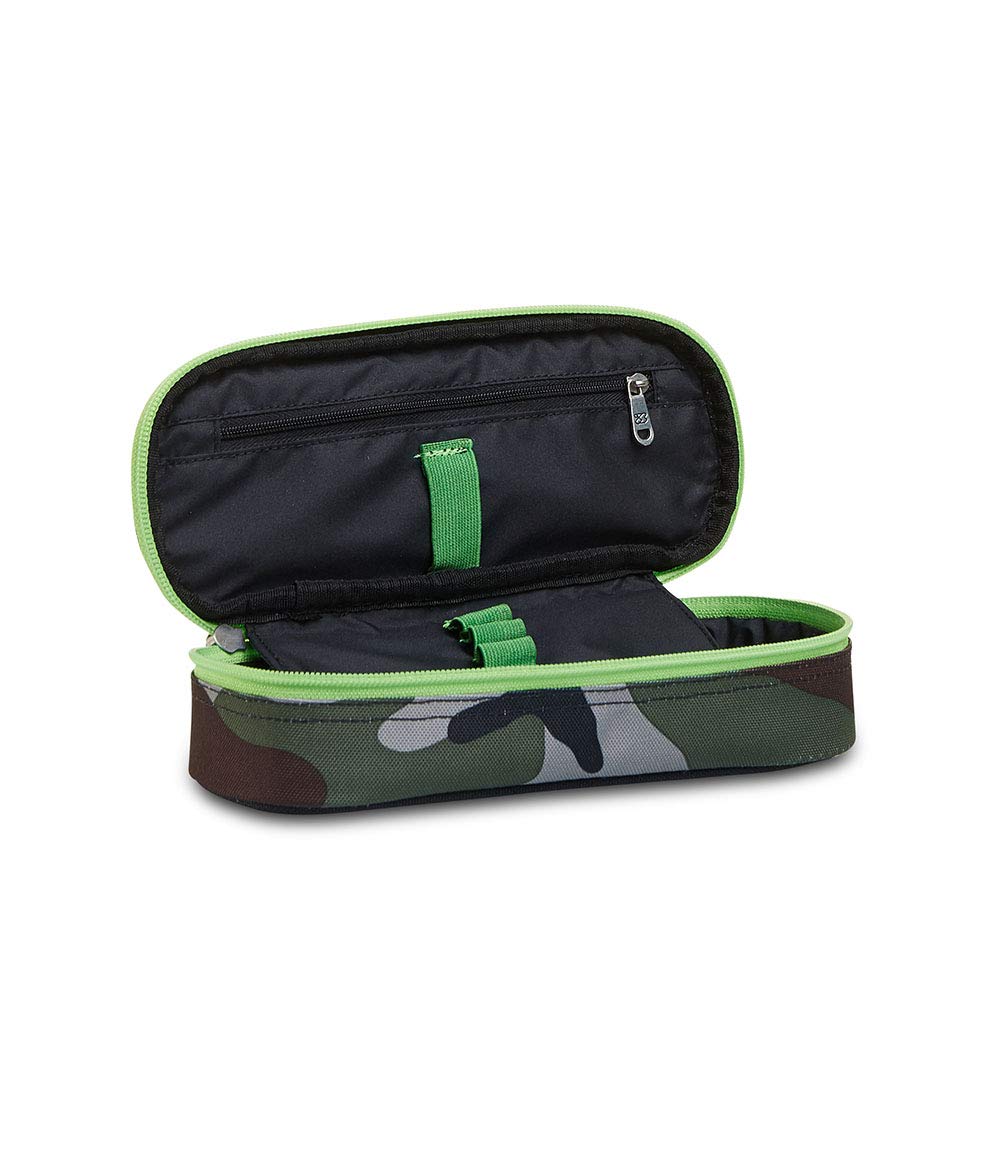 Seven Trolley Scuola JACK 2 RUOTE - HALF BLACK, Verde + Portapenne Scuola Bustina, Multicolore
