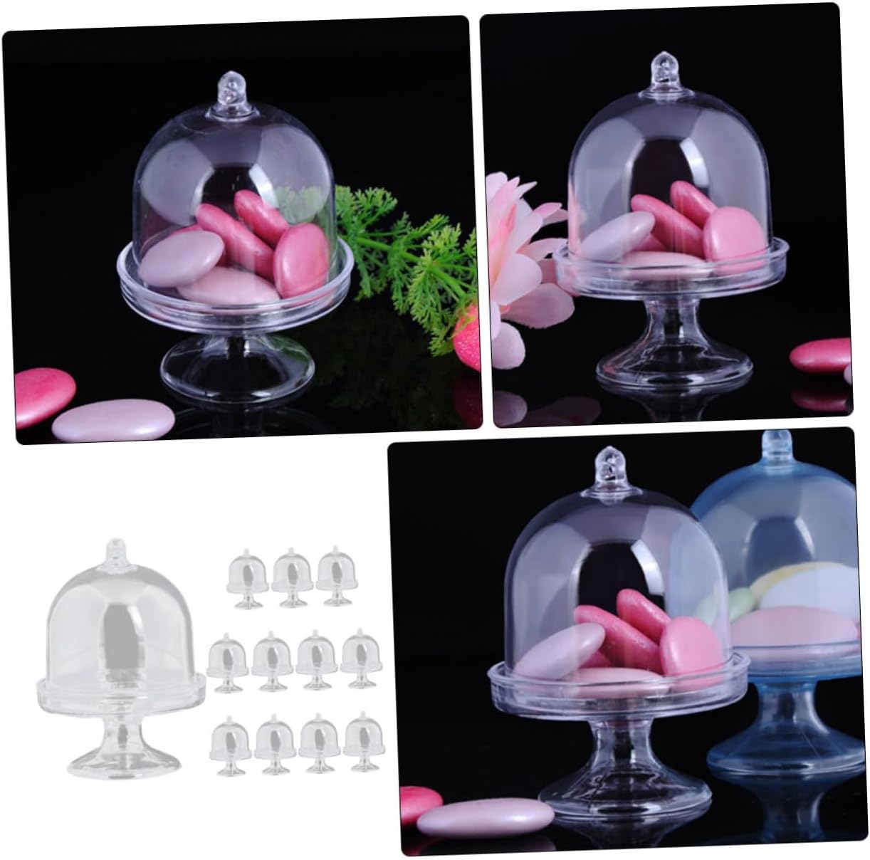 12pcs Transparent Candy Display Box Lid for Birthday Wedding and Holiday Parties Gathering Tray for Desserts and Treats