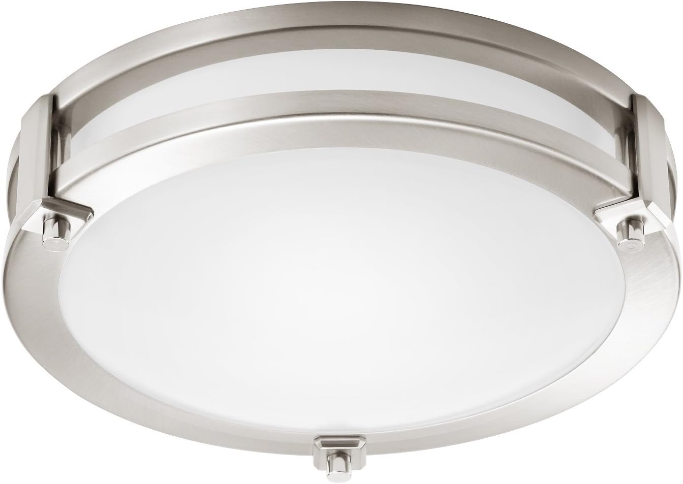 GETINLIGHT LED Flush Mount Ceiling Light, 12-Inch, 15W(75W Equivalent), Brushed Nickel Finish, 3000K(Soft White), Dimmable, Round, Dry Location Rated, ETL Listed, IN-0307-1-SN