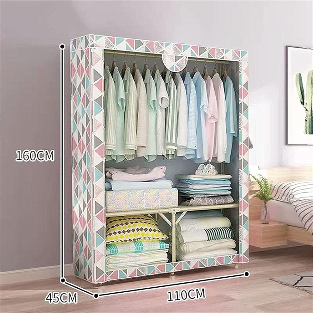 Portable Fabric Wardrobe Metal Bracket Wardrobe Rail Large Stable Open Wardrobe Bedroom Clothing Clothes Rack (Color : E Size : 160 110 45CM) (A 160 * 110 * 45CM)