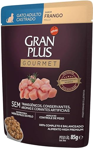 GRANPLUS SACHÊ GOURMET GATO CASTRADO FRANGO 85g - pack com 18 unidades