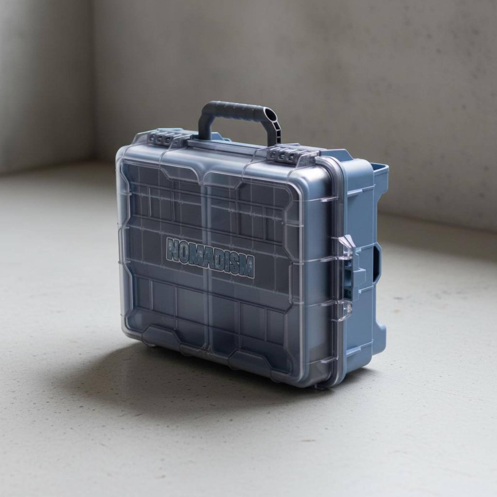MERIGLARE Angelkoffer wasserdichte Angeltasche Zubehörbox mit Fächern Robustes Hartschale Gehäuse aus Und PP Ordnung für Köder Haken für Seeufer Reisen Wochenendausflüge, Array, Blau