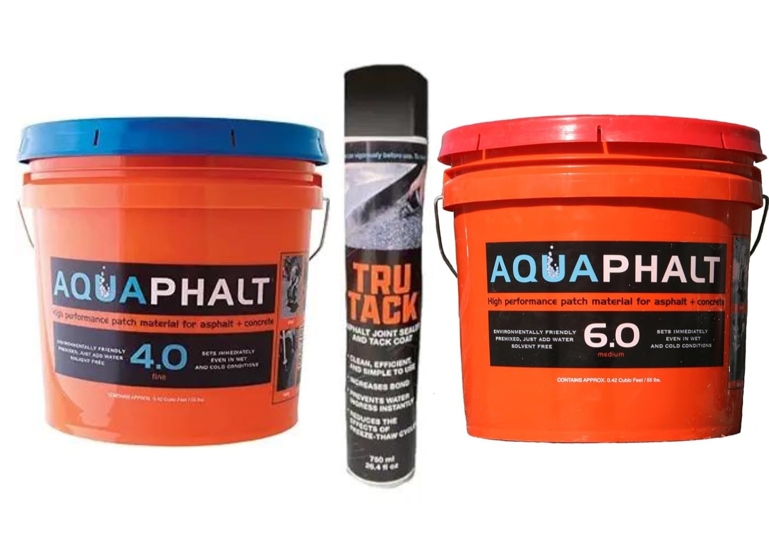 Generic Aquaphalt 4.0 & 6.0 Permanent Asphalt & Concrete Repair Kit & Tru Tack