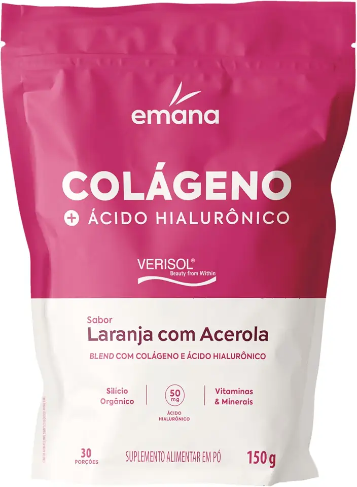 Emana Colágeno Hidrolisado VERISOL® + Ácido Hialurônico Sabor Laranja