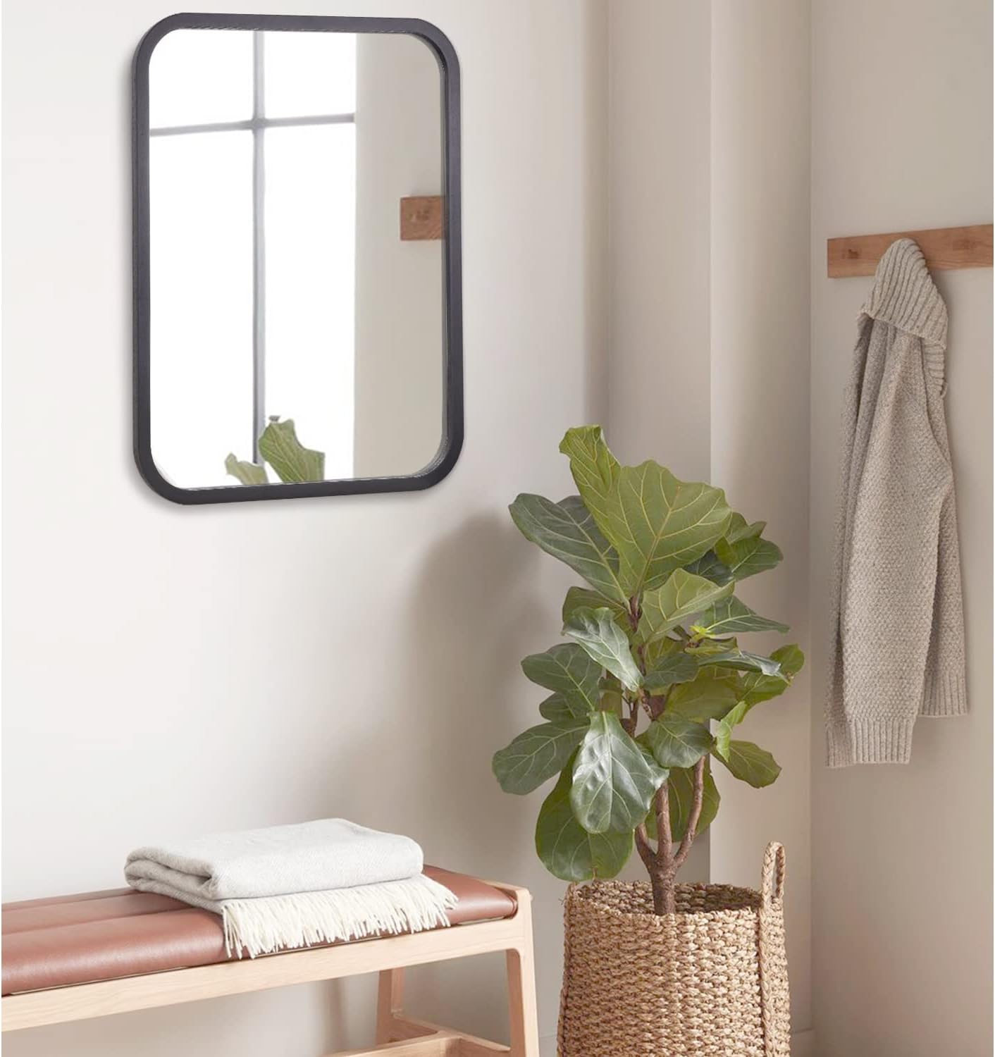 AOAOPQ 20''x28'' Black Large Rectangle Mirror for Bathroom Vanity Mirror or Wall Decor Frame Mirror(Horizontal/Ve