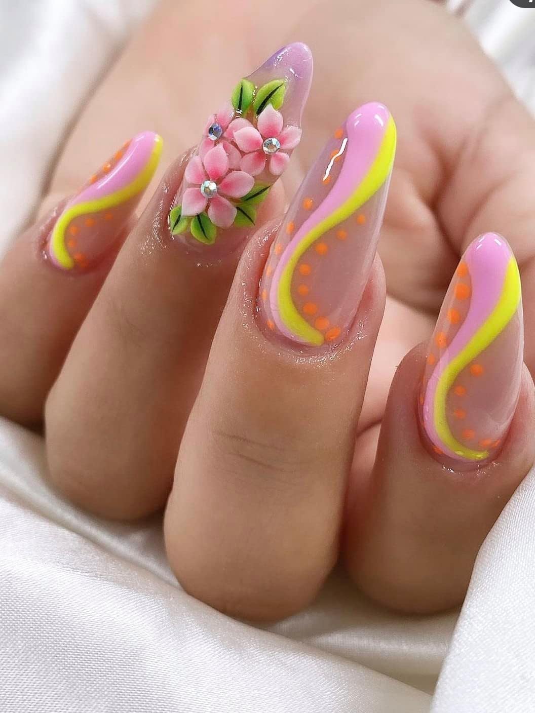 Set 24Pcs Inflorescence- Enhance Your Artistic Projects with Handmade 3D Acrylic Flowers Nails Charm For Long Size XL, XXL,XXXL - HaFLoNa (Inflorescence)
