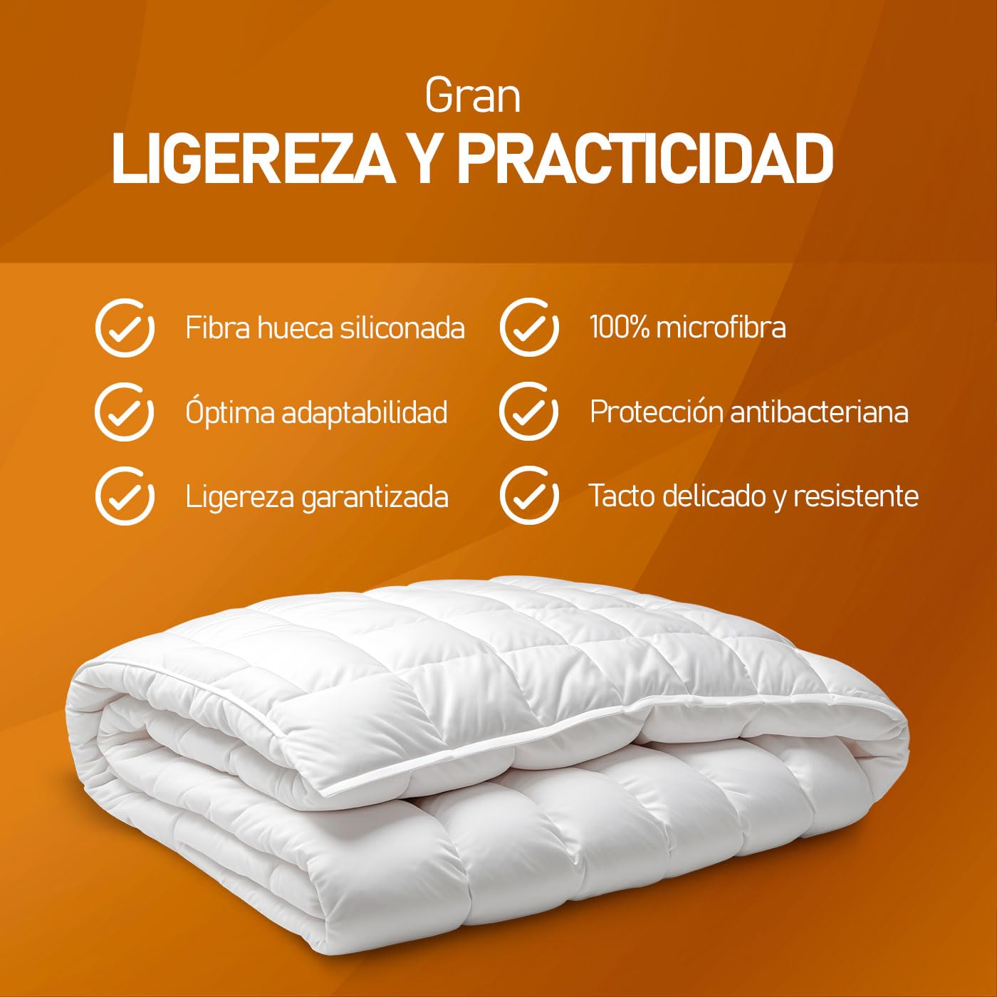 amuéblate online - Relleno Edredón Nórdico Acolchado de Fibra 250gr de 280 x 220 cm, Tejido Microfibra Tacto Suave y Sedoso, para Cama de 200