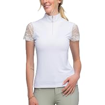 Kastel Denmark Lace Short Sleeve Base Layer Womens Activewear | Sun Protection UPF 30+ | 1/4 Zip Golf, Equestrian, Outdoor