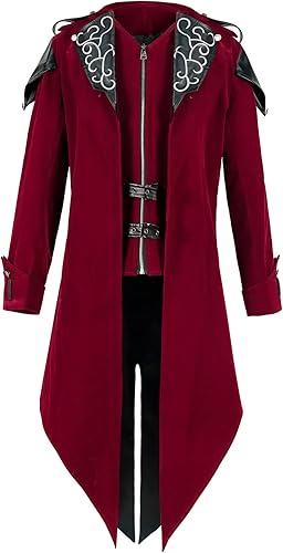 Miniatura 2 de Chaqueta gótica Steampunk con capucha para hombre, disfraz medieval de Halloween para cosplay